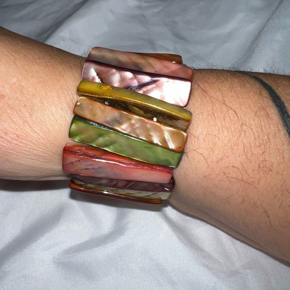 Genuine Chunky Abalone Stretch Bracelet‎